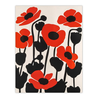 Artery8 Unframed Wall Art Simple Poppy Flowers In Bloom Graphic Design12X16 Inch from B&Q
