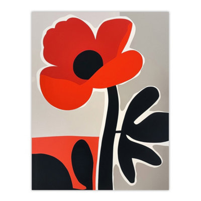 Artery8 Unframed Wall Art Single Poppy Flower Boho Graphic Design12X16 Inch from B&Q