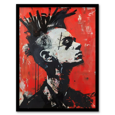 Artery8 Punk Mohawk Modern Portrait Street Art Goth Wall Art PrintA4 Size from B&Q