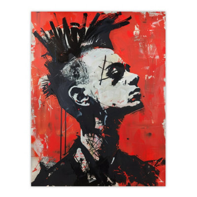 Artery8 Unframed Wall Art Punk Mohawk Modern Portrait Street Art Goth12X16 Inch from B&Q