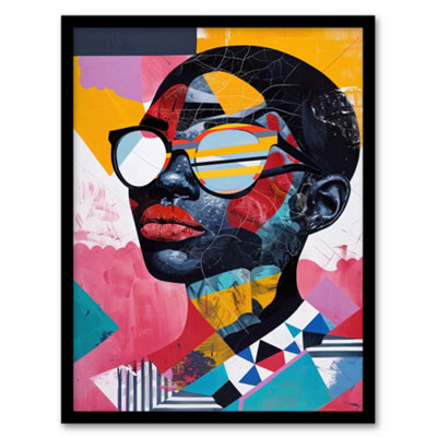 Artery8 Framed Wall Art Pattern Fashion Love Colourful Modern Portrait Print12X16 Inch from B&Q
