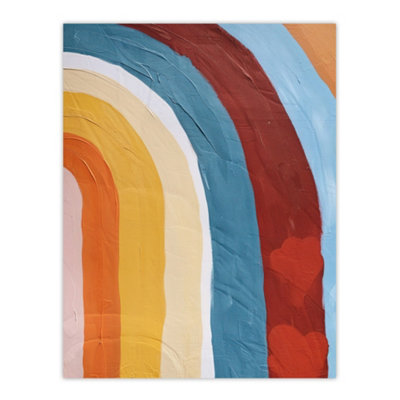 Artery8 Unframed Wall Art Mid Century Modern Rainbow Painting Abstract Boho12X16 Inch from B&Q