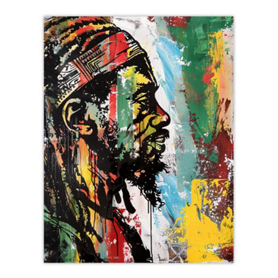 Artery8 Unframed Wall Art Rastafari Man Portrait Modern Colourful Painting12X16 Inch from B&Q
