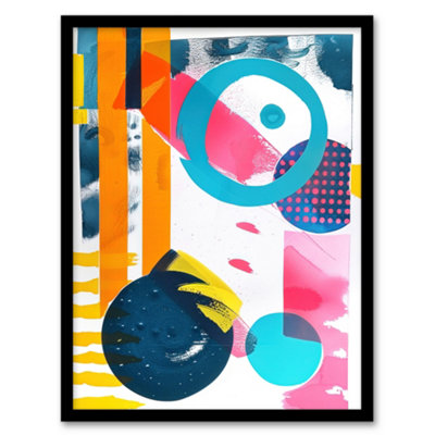 Artery8 Framed Wall Art Bright Colourful Patterns Circles Abstract Boho Print12X16 Inch from B&Q