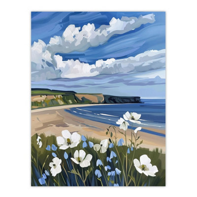 Artery8 Unframed Wall Art Saltburn Hunt Cliff Yorkshire Wildflowers Digital12X16 Inch from B&Q