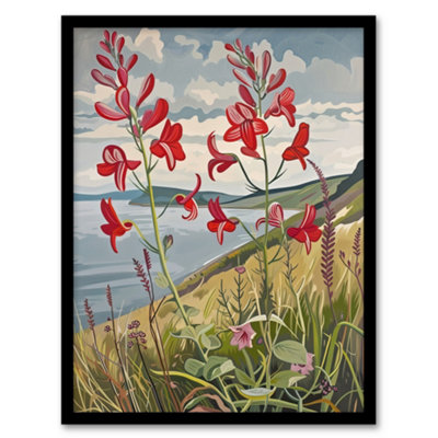 Artery8 Red Wildflowers On Hunt Cliff Saltburn Yorkshire Wall Art PrintA4 Size from B&Q