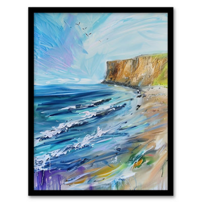 Artery8 Framed Wall Art Hunt Cliff Saltburn Yorkshire Coast Waves Print12X16 Inch from B&Q