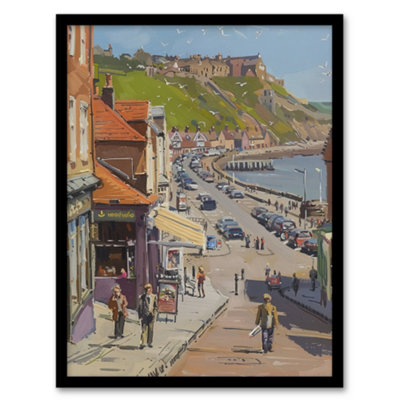 Artery8 Framed Wall Art Vintage Scarborough Yorkshire Coastal Road Print12X16 Inch from B&Q