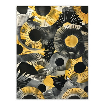 Artery8 Unframed Wall Art Abstract Black And Yellow Sunflowers Watercolour12X16 Inch from B&Q