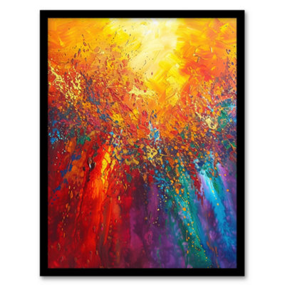 Artery8 Framed Wall Art Rainbow Sunrise Sunset Wave Abstract Painting Print12X16 Inch from B&Q