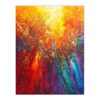 Artery8 Unframed Wall Art Rainbow Sunrise Sunset Wave Abstract Painting12X16 Inch from B&Q