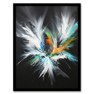 Artery8 Framed Wall Art Abstract Modern Art Paint Splat Dark Feathers Print12X16 Inch from B&Q