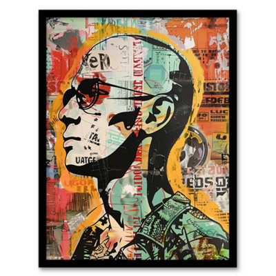 Artery8 Framed Wall Art Man In Sunglasses Portrait Punk Street Art Modern Print12X16 Inch from B&Q