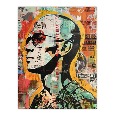 Artery8 Unframed Wall Art Man In Sunglasses Portrait Punk Street Art Modern12X16 Inch from B&Q
