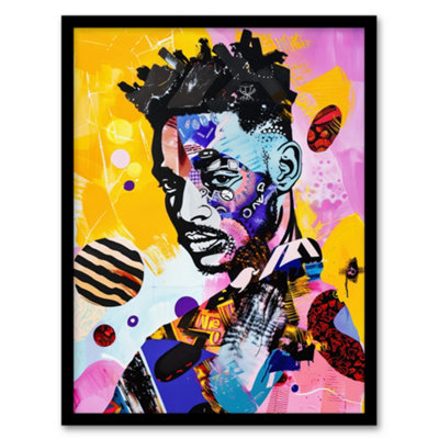 Artery8 Framed Wall Art African Soulboy Culture Portrait Mixed Media Print12X16 Inch from B&Q