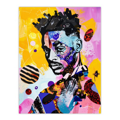 Artery8 Unframed Wall Art African Soulboy Culture Portrait Mixed Media12X16 Inch from B&Q