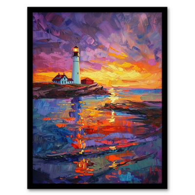 Artery8 Seaside Sunset St Mary's Lighthouse Whitley Bay Wall Art PrintA4 Size from B&Q
