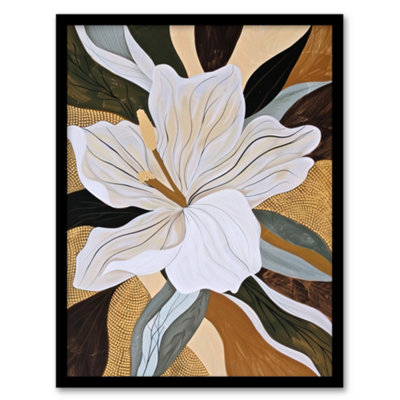 Artery8 Lily Flower Painting Earth Tone Delicate Floral Wall Art PrintA4 Size from B&Q