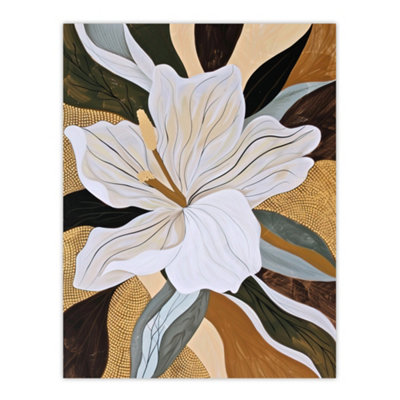Artery8 Unframed Wall Art Lily Flower Painting Earth Tone Delicate Floral12X16 Inch from B&Q