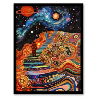 Artery8 Psychedelic Stairway To Heaven Trippy Space Wall Art PrintA4 Size from B&Q