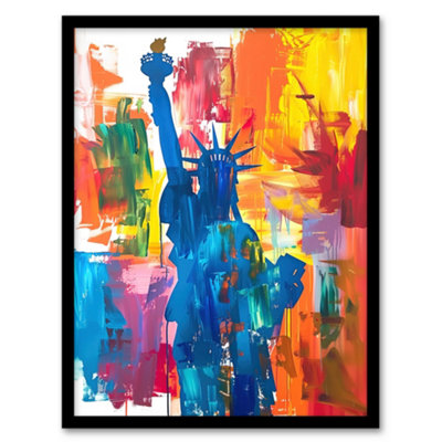 Artery8 Framed Wall Art Statue Of Liberty Nyc Colourful Bright Acrylic Print12X16 Inch from B&Q