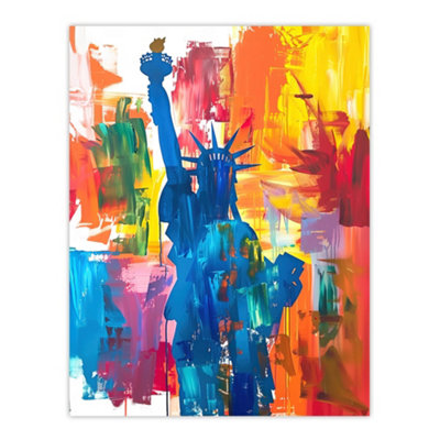Artery8 Unframed Wall Art Statue Of Liberty Nyc Colourful Bright Acrylic12X16 Inch from B&Q