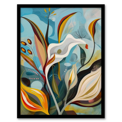 Artery8 Abstract Lily Flowers In Bloom Colourful Spring Wall Art PrintA4 Size from B&Q