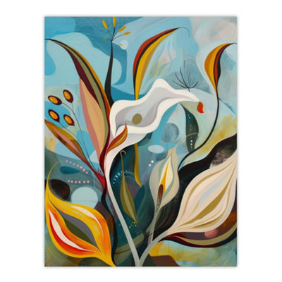 Artery8 Unframed Wall Art Abstract Lily Flowers In Bloom Colourful Spring12X16 Inch from B&Q