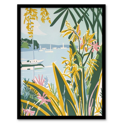 Artery8 Summer Marina Coastal Wildflowers Pastel Colour Wall Art PrintA4 Size from B&Q