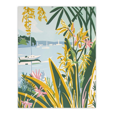 Artery8 Unframed Wall Art Summer Marina Coastal Wildflowers Pastel Colour12X16 Inch from B&Q