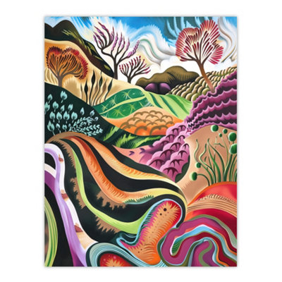 Artery8 Unframed Wall Art Sutton Bank North York Moors Trippy Painting12X16 Inch from B&Q