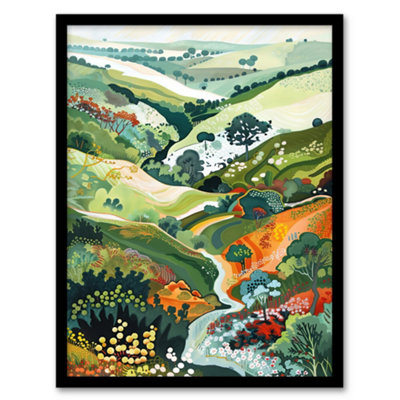 Artery8 Otley Chevin Forest Park Painting Trippy Summer Wall Art PrintA4 Size from B&Q