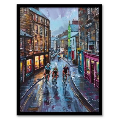 Artery8 Cyclists Tour De Yorkshire Race Modern Painting Wall Art PrintA4 Size from B&Q