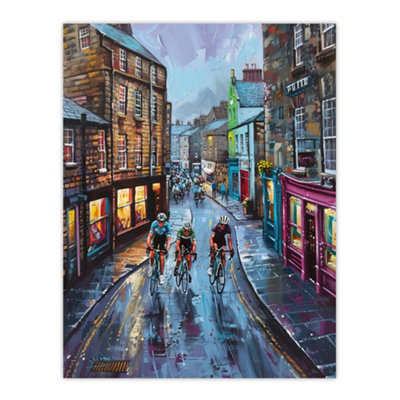 Artery8 Unframed Wall Art Cyclists Tour De Yorkshire Race Modern Painting12X16 Inch from B&Q