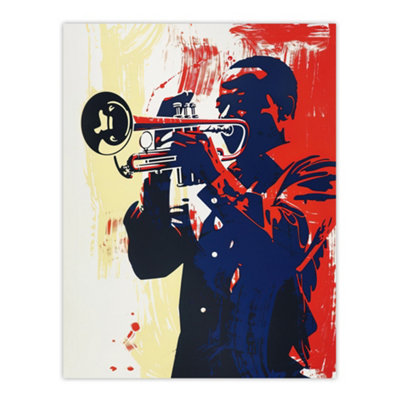 Artery8 Unframed Wall Art Jazz Music Trumpet Player Portrait Graphic Design12X16 Inch from B&Q