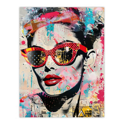 Artery8 Unframed Wall Art Vintage Lady Sunglasses Portrait Street Pop12X16 Inch from B&Q