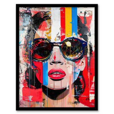 Artery8 Framed Wall Art Beautiful Vintage Lady Shades Street Art Graffiti Print12X16 Inch from B&Q