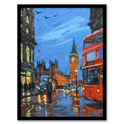 Artery8 Framed Wall Art Big Ben London On A Rainy Day Painting Iconic Print12X16 Inch from B&Q