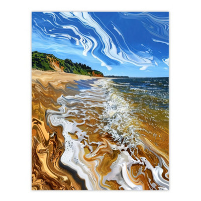Artery8 Unframed Wall Art West Bay Dorset Abstract Fluid Trippy Beach12X16 Inch from B&Q