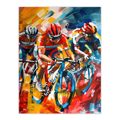 Artery8 Unframed Wall Art Cyclists Racing Colourful Sport Painting12X16 Inch from B&Q