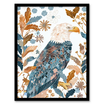 Artery8 Bald Eagle On Autumn Tree Watercolour Folk Wall Art Wall Art PrintA4 Size from B&Q