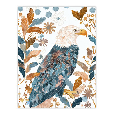 Artery8 Unframed Wall Art Bald Eagle On Autumn Tree Watercolour Folk12X16 Inch from B&Q