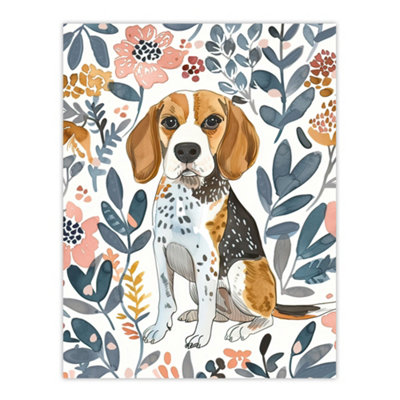 Artery8 Unframed Wall Art Dog Lover Beagle In Flower Garden Watercolour12X16 Inch from B&Q
