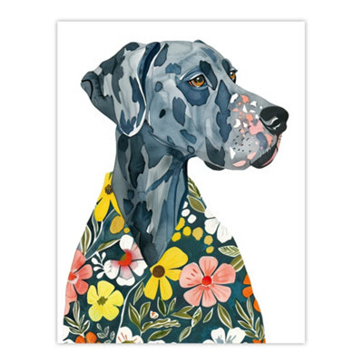 Artery8 Unframed Wall Art Dog Lover Hawaiian Shirt Great Dane Portrait12X16 Inch from B&Q