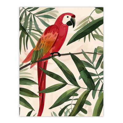 Artery8 Unframed Wall Art Scarlet Macaw Parrot On Tropical Tree Branch12X16 Inch from B&Q