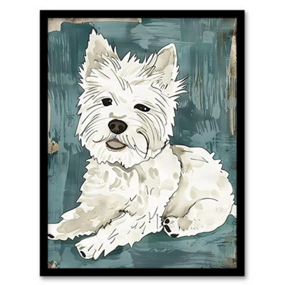 Artery8 Framed Wall Art Dog Lover White West Highland Terrier Portrait12X16 Inch from B&Q