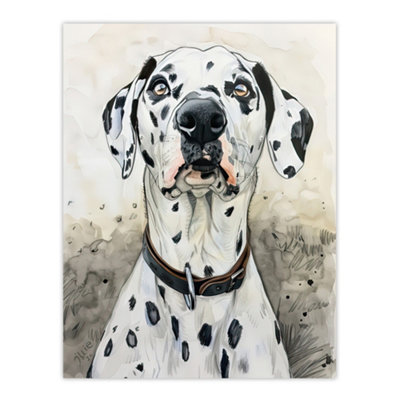 Artery8 Unframed Wall Art Sweet Gazing Dalmatian Dog Lover Watercolour12X16 Inch from B&Q