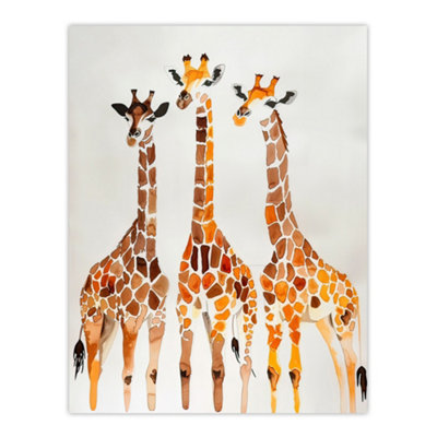 Artery8 Unframed Wall Art Group Of Giraffes Bright Watercolour Safari12X16 Inch from B&Q