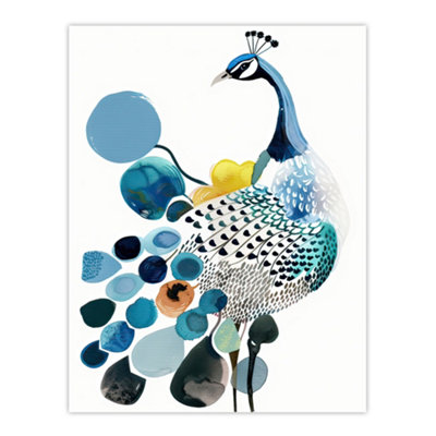 Artery8 Unframed Wall Art Abstract Pattern Peacock Bird Bright Watercolour12X16 Inch from B&Q