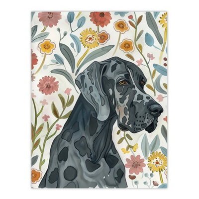 Artery8 Unframed Wall Art Great Dane Pet With Flowers Dog Lover Watercolour12X16 Inch from B&Q